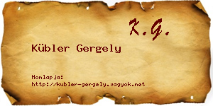 Kübler Gergely névjegykártya
