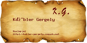 Kübler Gergely névjegykártya